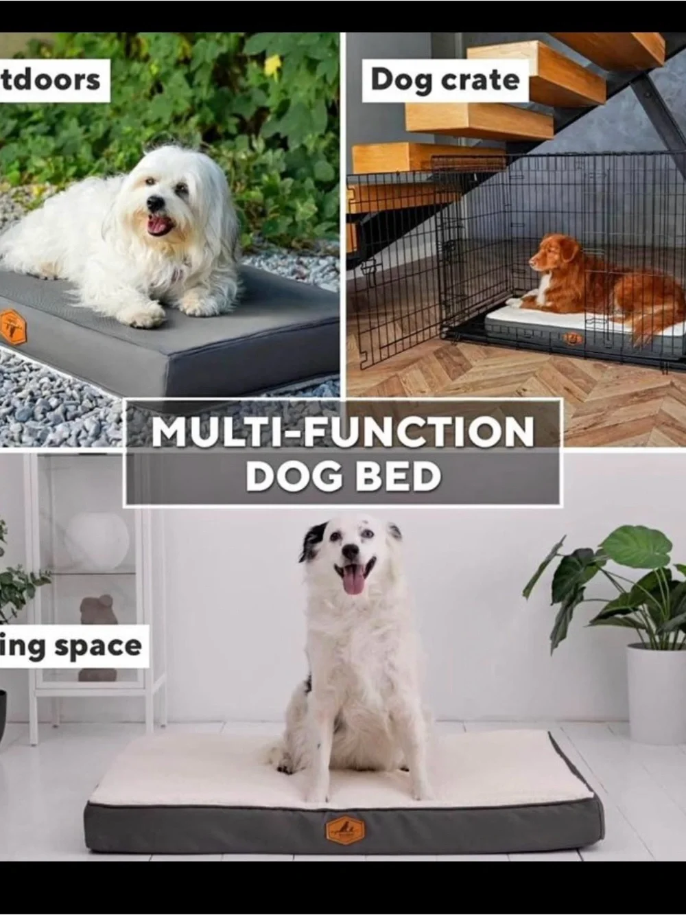 Luxury Orthopedic Dog Bed - Ivory washable Top with Dark Gray Sides